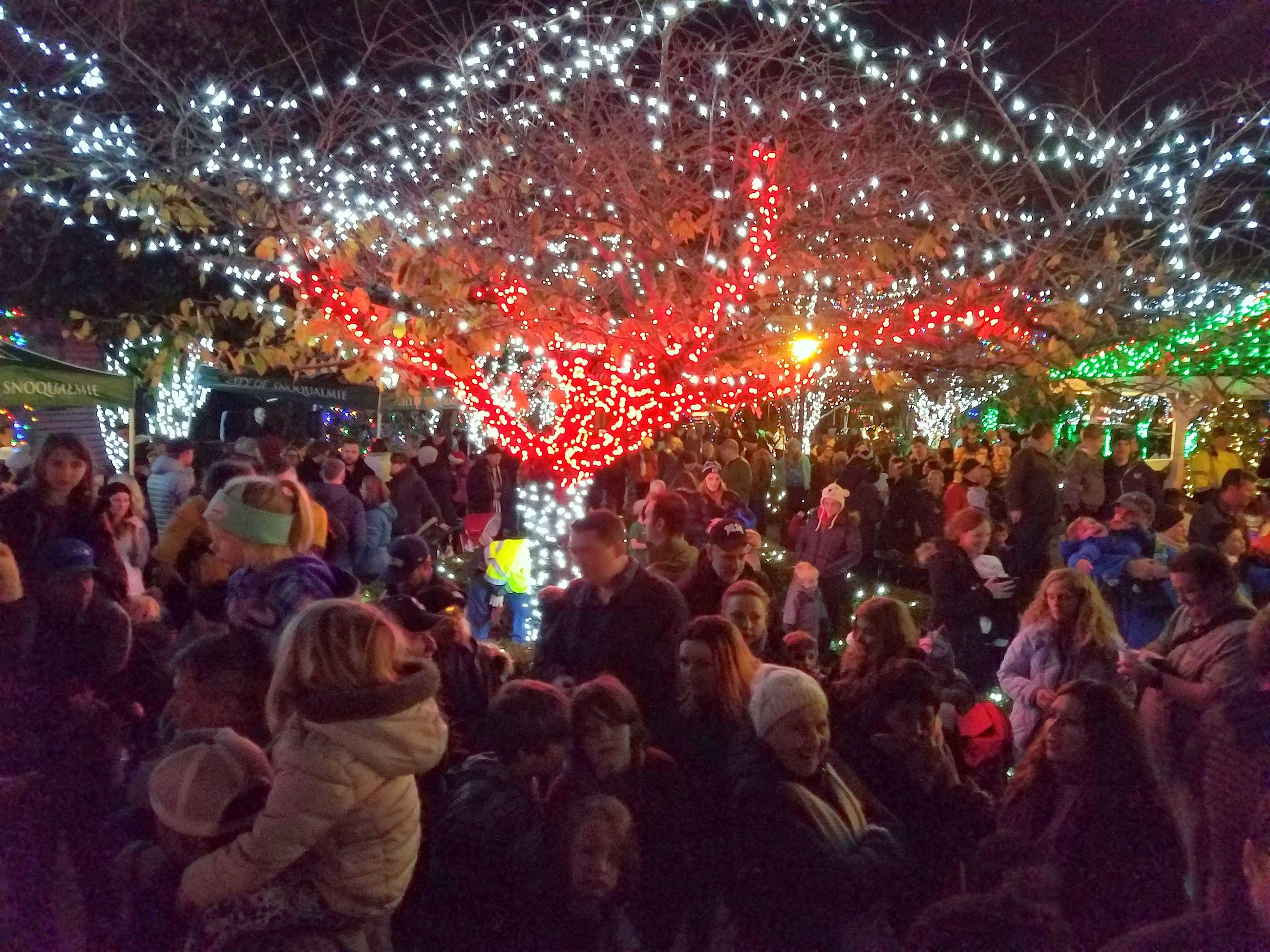 This is an image of the Annual Holiday Tree Lighting Festival in Snoqualmie, Washington.
