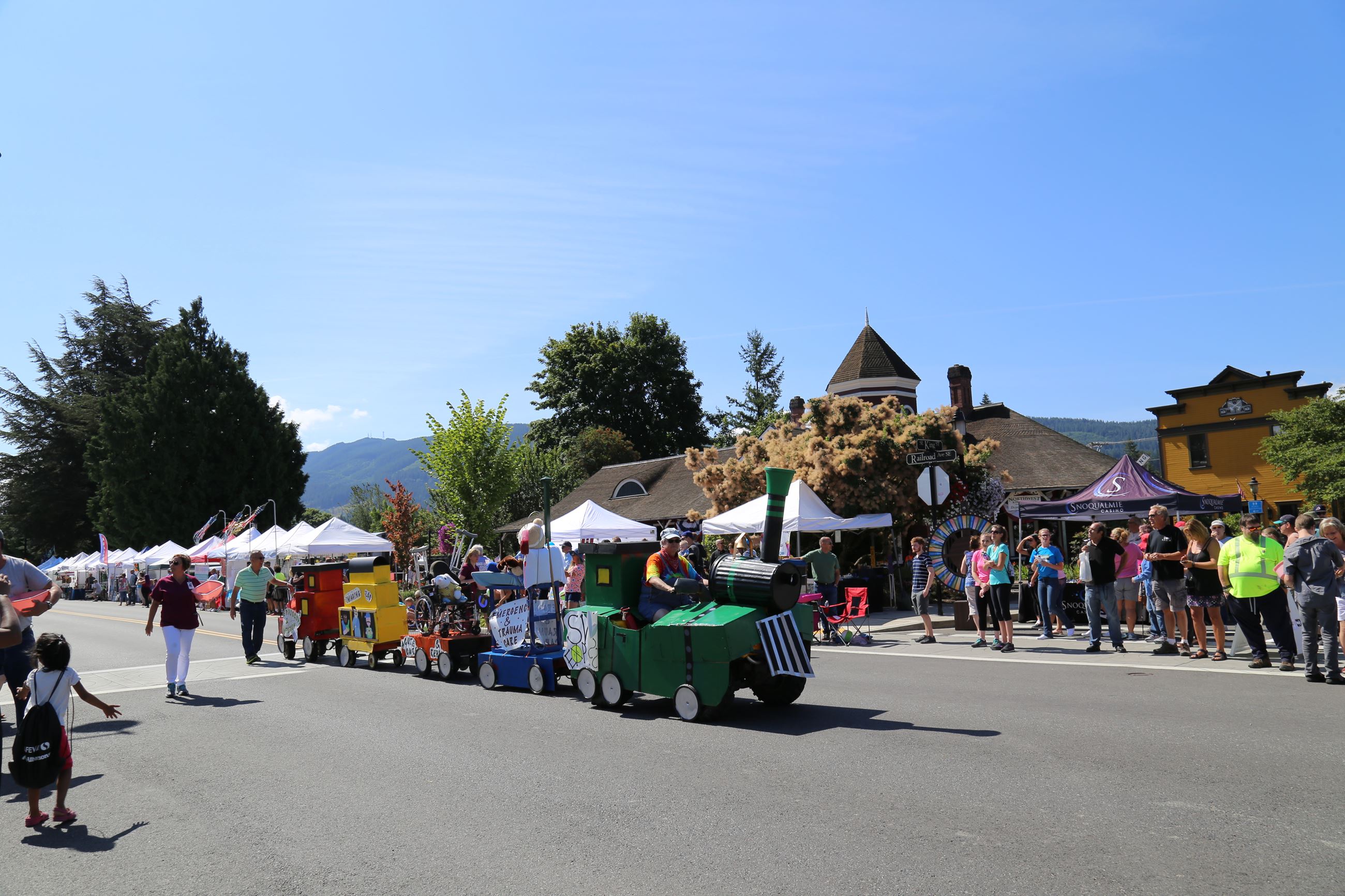 This is a picture of a miniature train in the Annual Railroad Days Grand Parade.