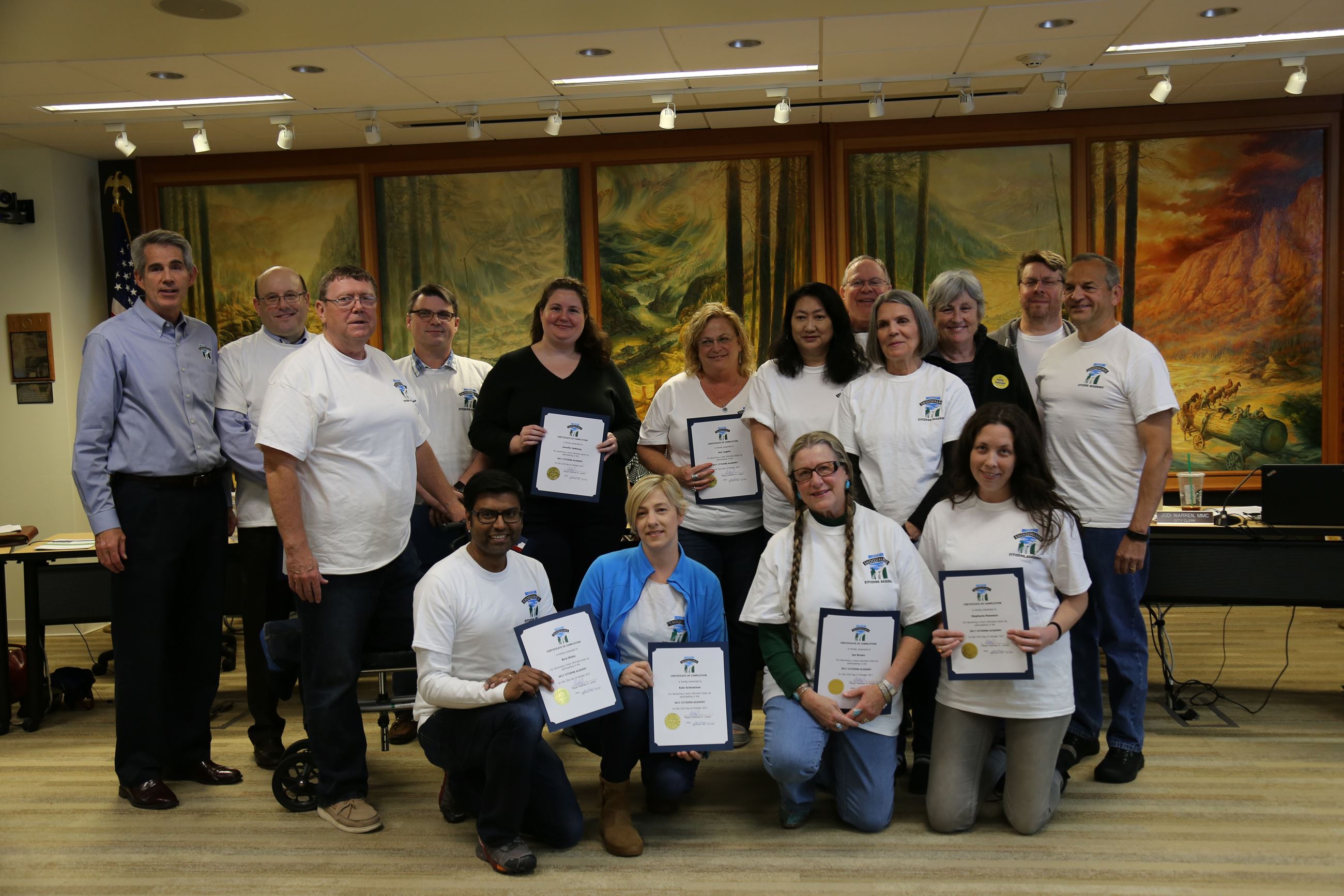 This is a group photo of Snoqualmie Citizens Academy graduates. 