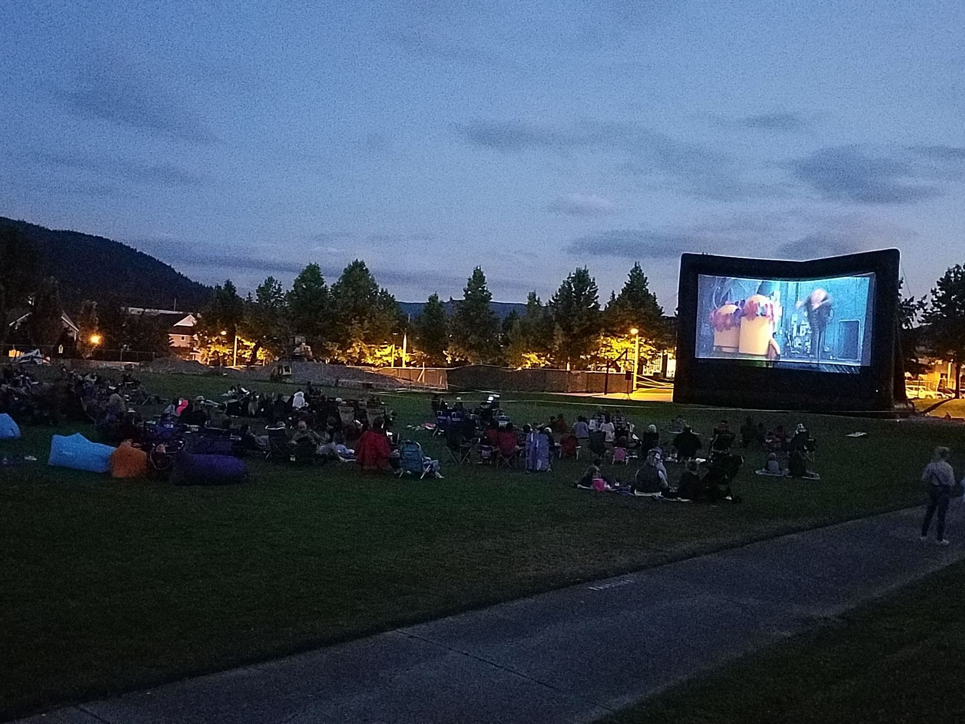 This is a photo of an outdoor movie at Snoqualmie Community Park