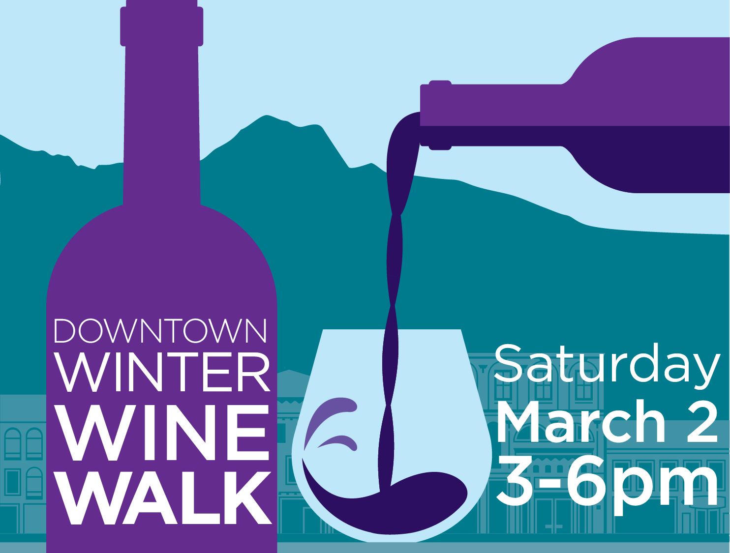 This is an image promoting the Historic Snoqualmie Winter Wine Walk