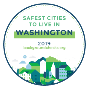This is a logo of Backgroundchecks.com, which award the City of Snoqualmie as the safest city in Was