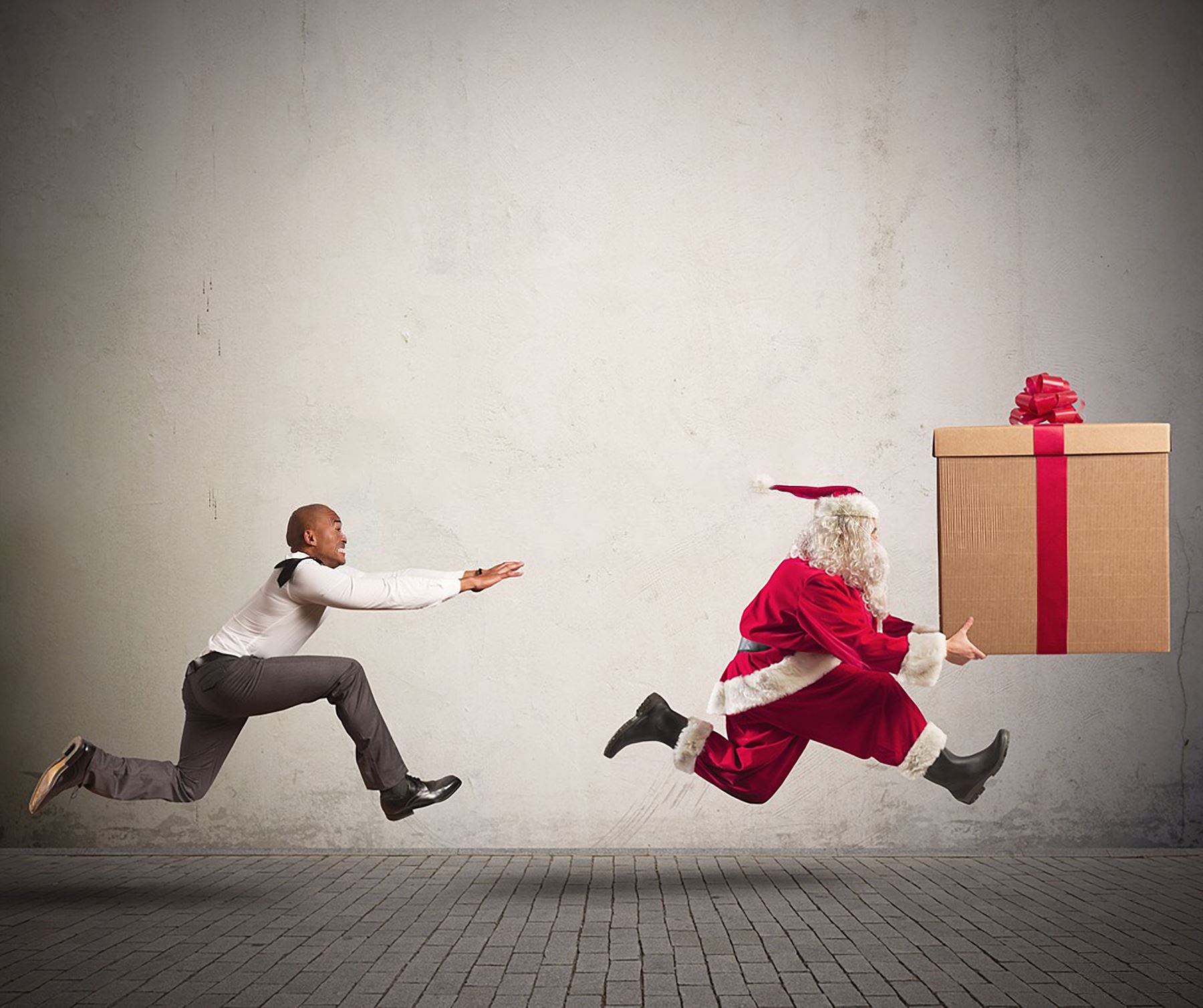 angry man_chasing santa claus