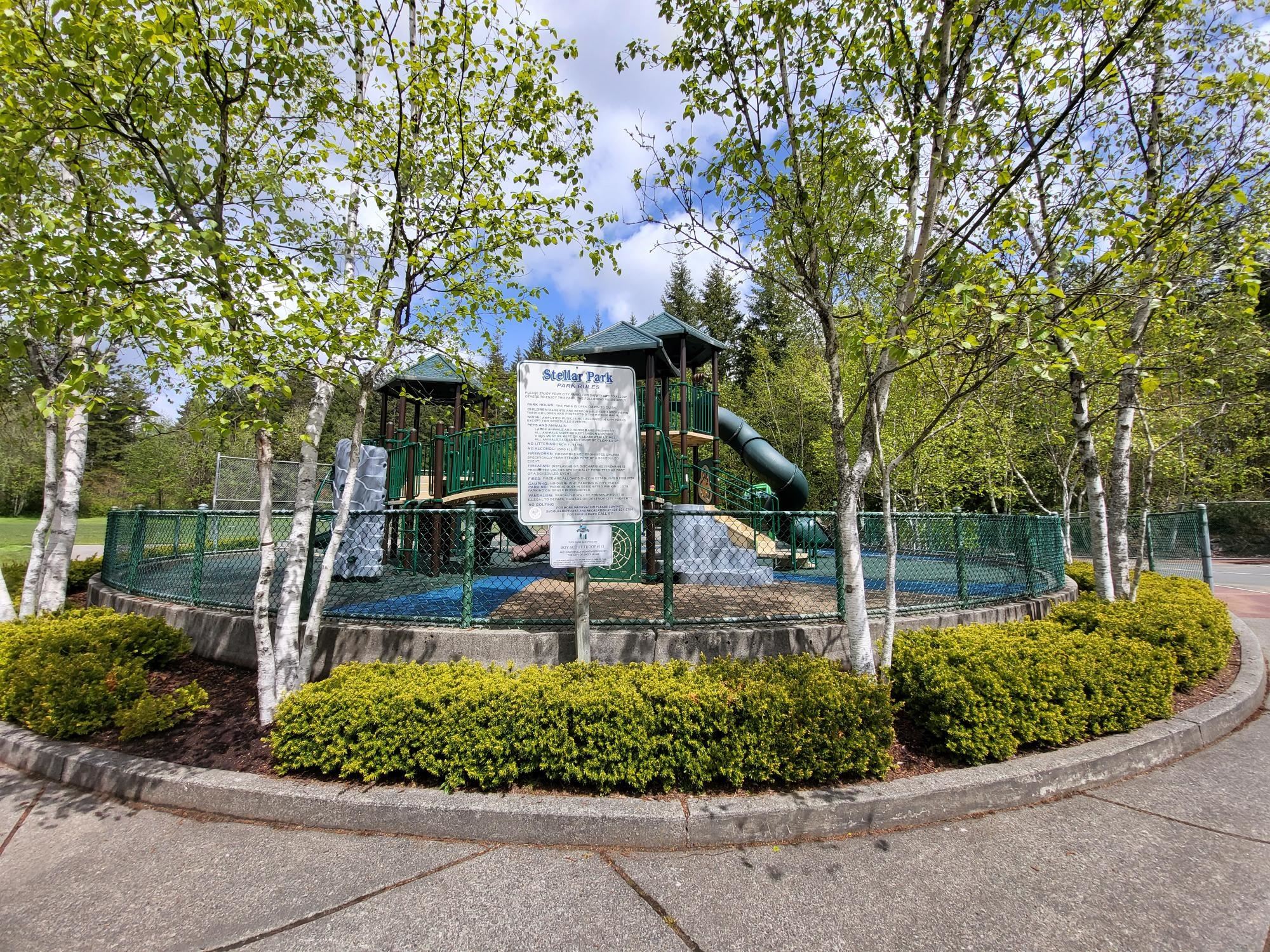 Stellar Park plaground with sign