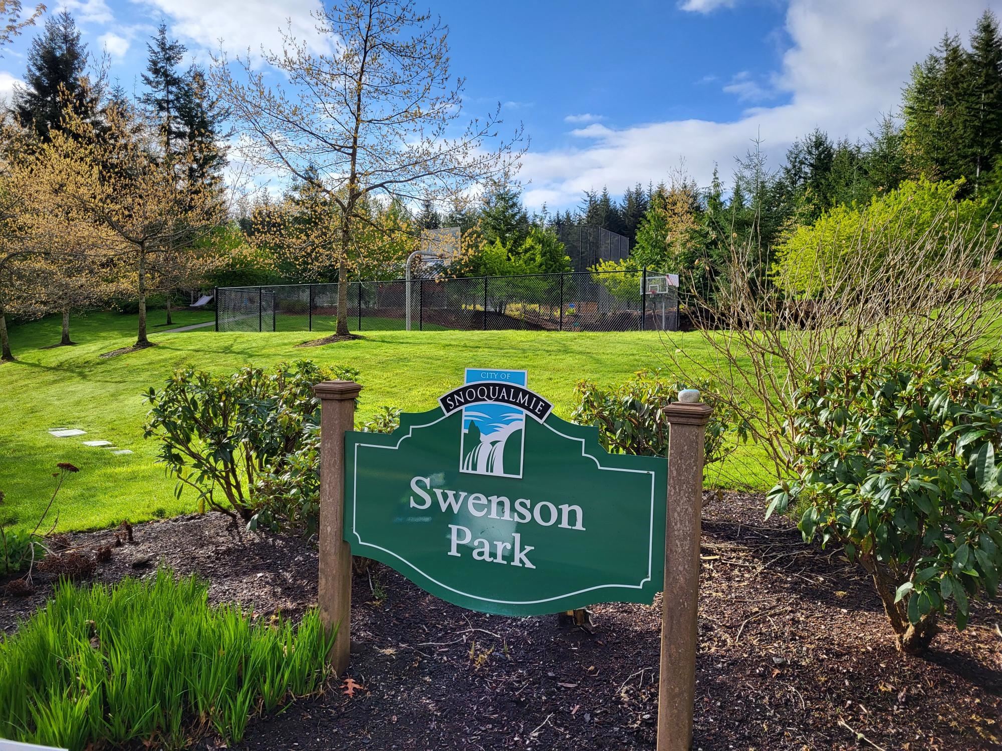 Swenson Park with sign