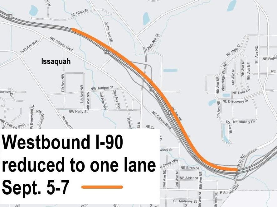 Sept 2025 Issaquah Lane Closure Graphic 