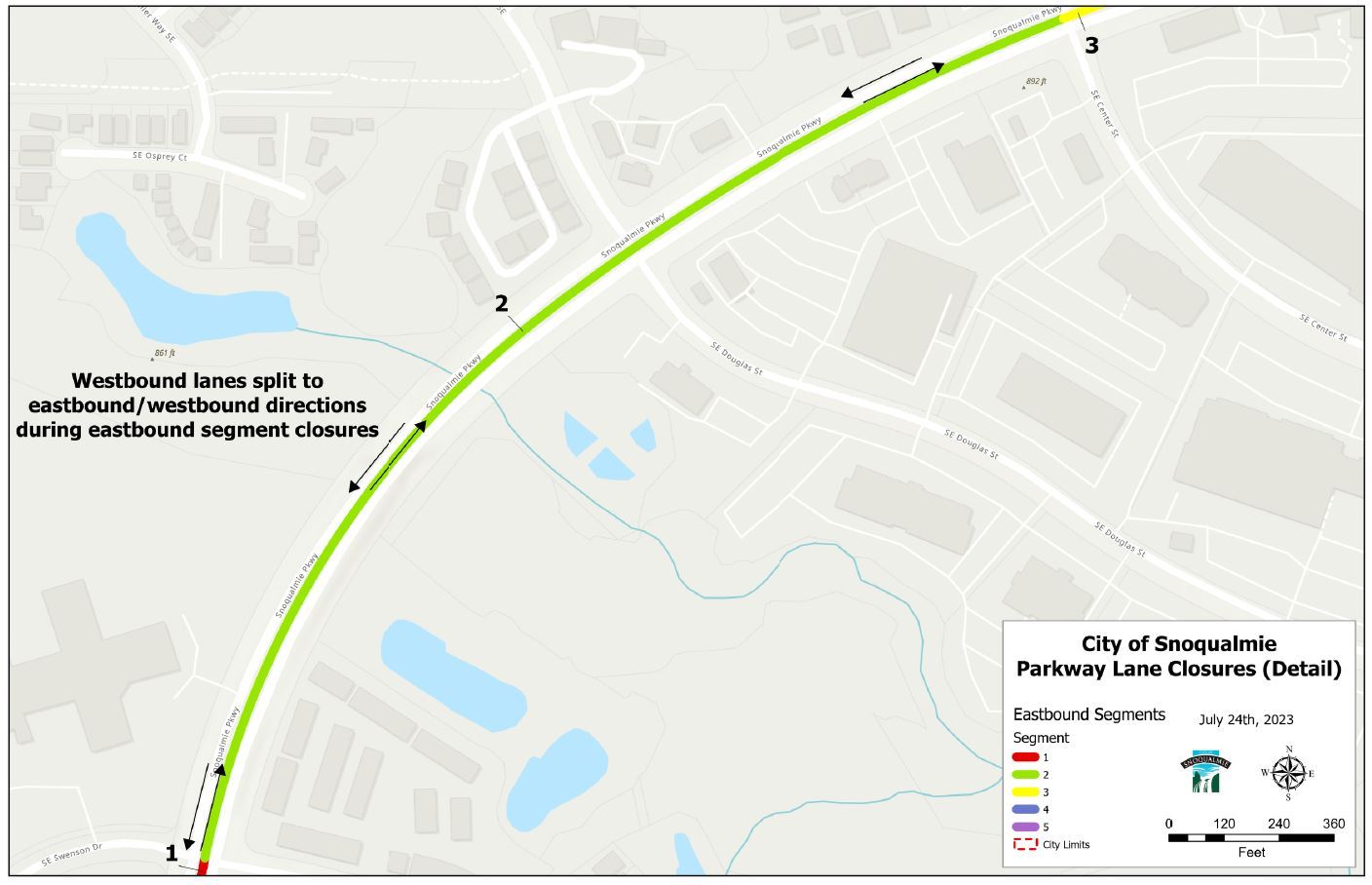 Snoqualmie Parkway Direction Shift Map During Paving Map