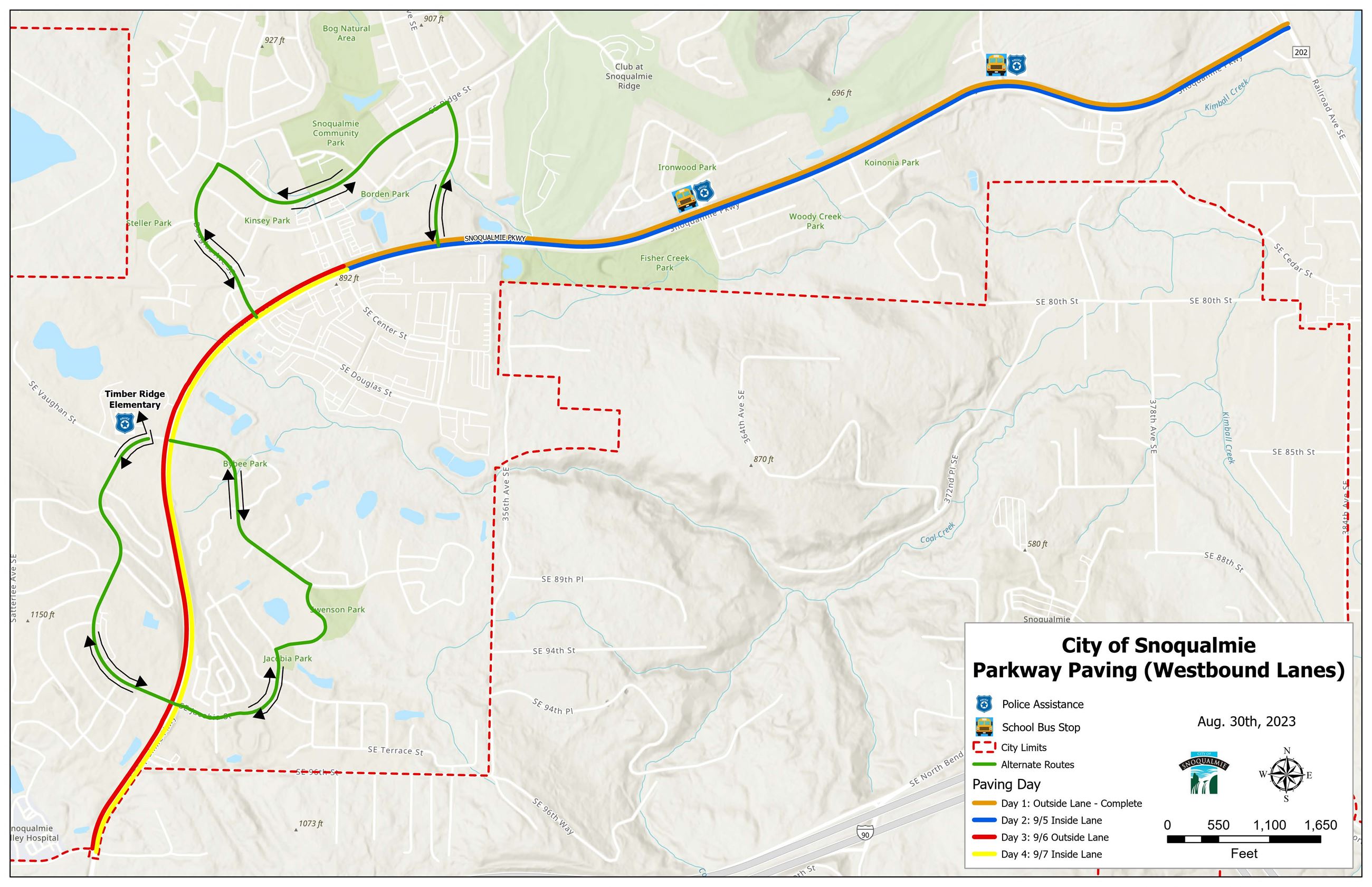 Westbound Lane Paving 8-31-2023